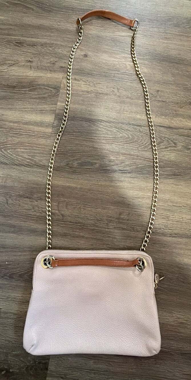 Valentina Pink Leather Chain Crossbody Shoulder Bag